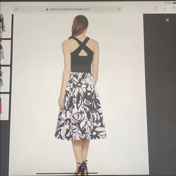 WHBM halter black and white print midi dress - Picture 3 of 9